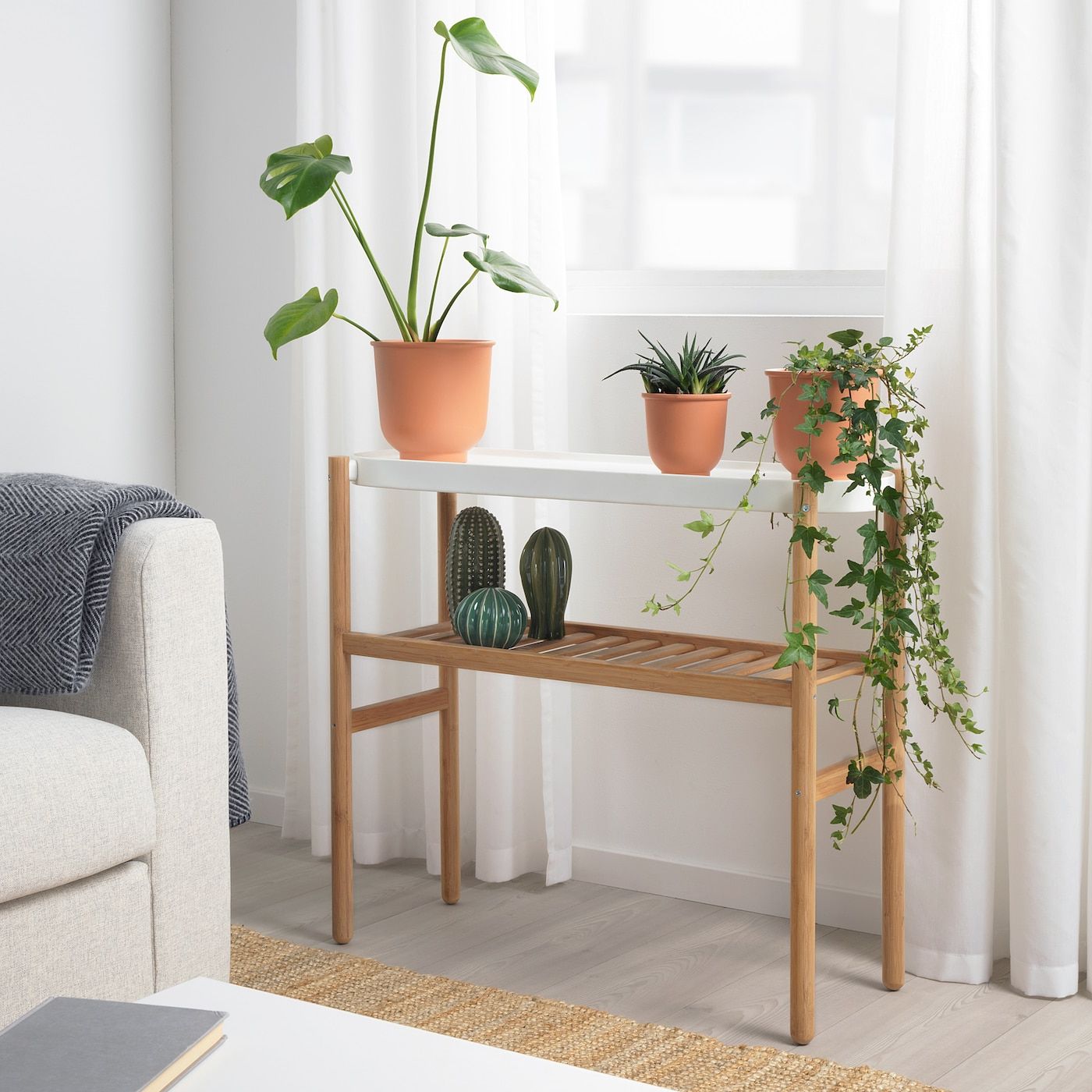 Favorite Plant Stands With Table Intended For Satsumas Plant Stand, Bamboo/white, 27 ½" – Ikea (View 11 of 15)