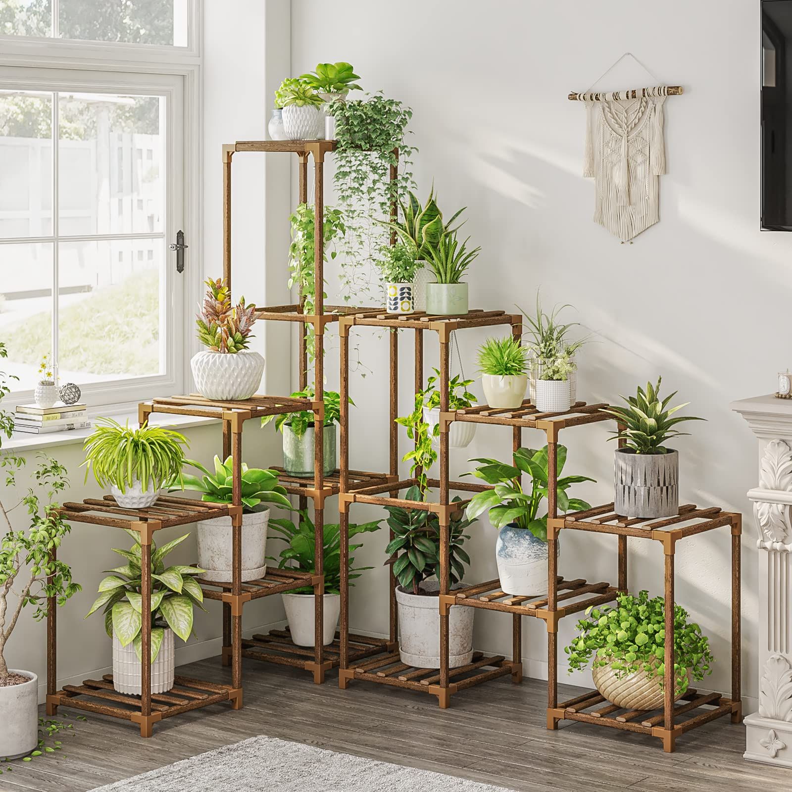 Favorite Wooden Plant Stands Pertaining To Amazon: Bamworld Plant Stand Indoor Corner Plant Shelf Outdoor Flower  Shelves Wooden Plant Stands Garden Wood Plant Holder Rack For Living Room  Corner Lawn Window 03b : Everything Else (View 6 of 15)