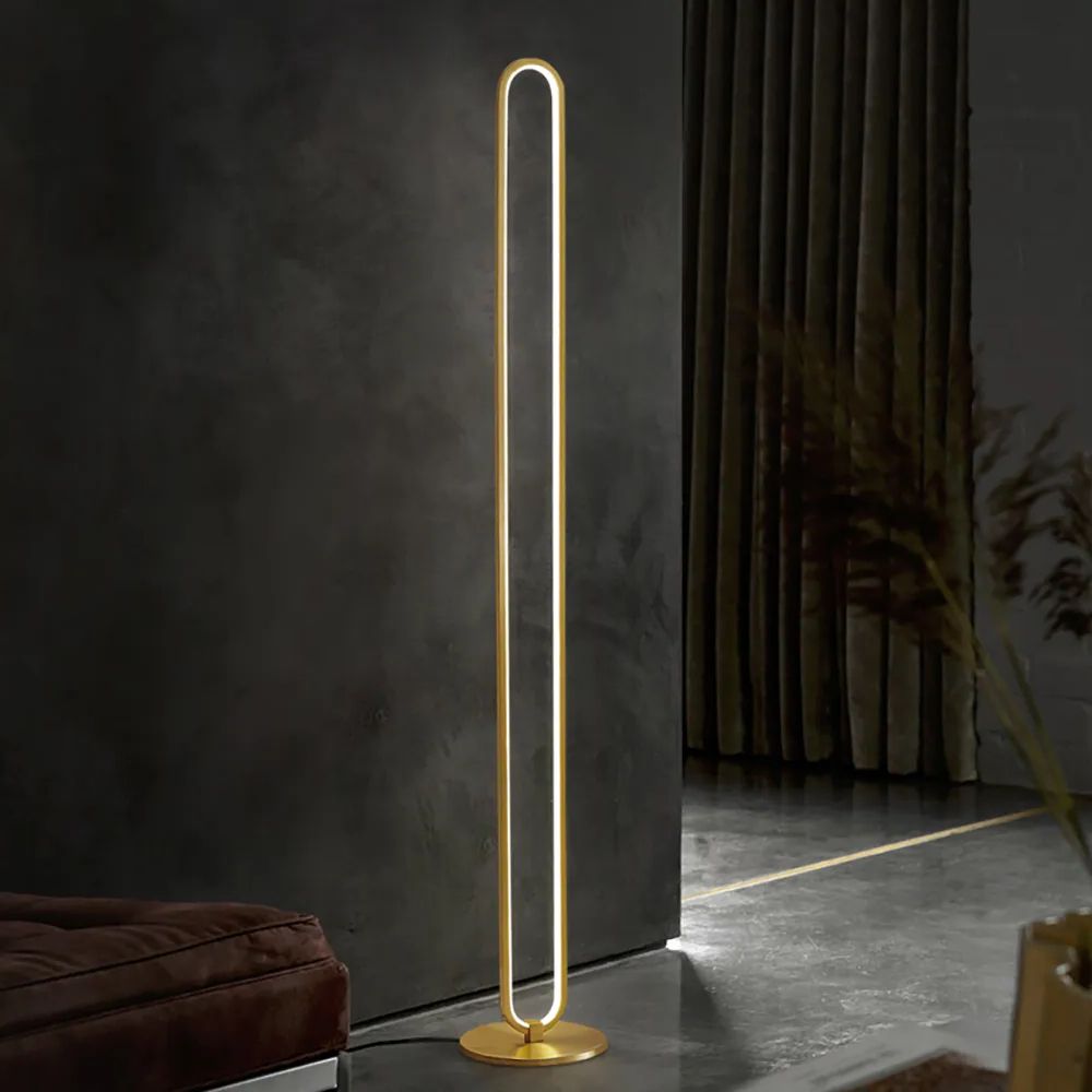 Gold Standing Lamps Regarding Recent Modern Linear Led Floor Lamp Gold Metal Base Brass Standing Lamp Homary (View 12 of 15)