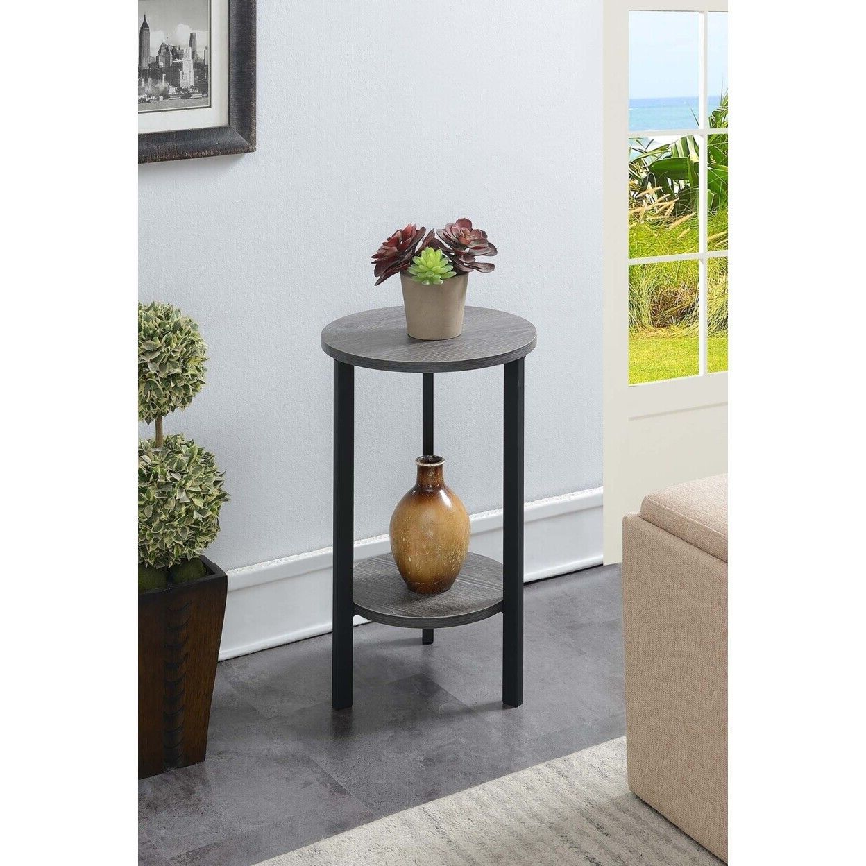 Graystone 24 Inch Plant Stand, Weathered Gray  (View 1 of 15)