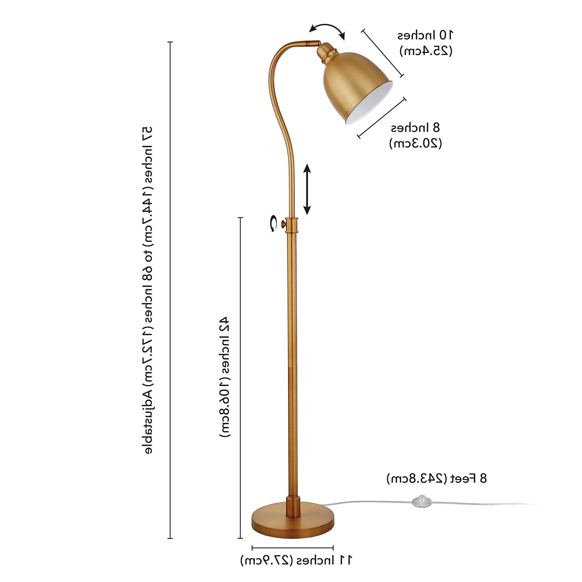 Hailey Home Vincent 68 In Brass Floor Lamp In The Floor Lamps Department At  Lowes In Most Current 68 Inch Standing Lamps (View 11 of 15)