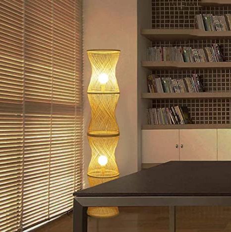 Hand Woven Floor Lamp, Exquisite Natural Bamboo Wire Floor Lamp, Simple  Rural Style Standing Lamp : Amazon (View 3 of 15)