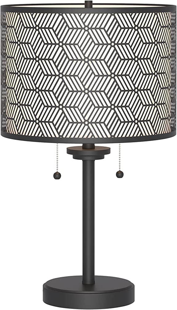 Inlight 23" High Double Shade Pull Chain Modern Table Lamp, Black Metal  Frame And White Fabric Shade, Bulb Not Included, In 0807 2 Bk In Well Liked Standing Lamps With Dual Pull Chains (View 6 of 15)