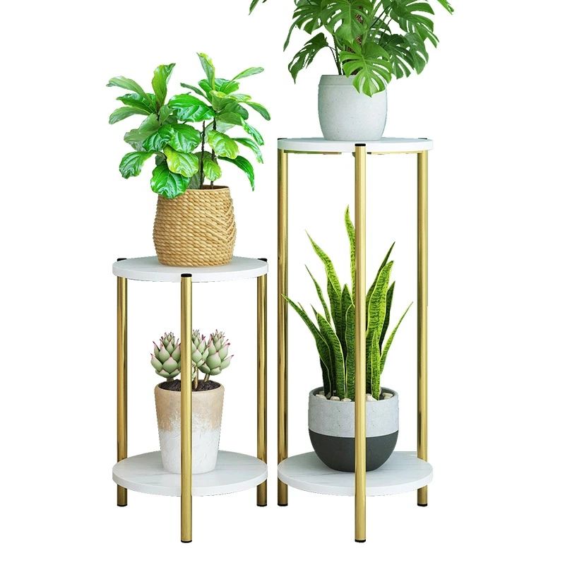 Iron Base Plant Stands Intended For Most Popular Indoor Outdoor Gold Metal Plant Stand With Wood Base Iron Floor Flower Pot  Stand Indoor Plant Holder For Home Garden Patio Decor – Plant Shelves –  Aliexpress (View 8 of 15)