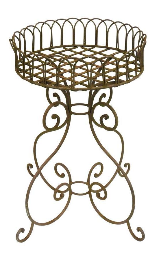Iron Base Plant Stands Regarding Newest Lot – Garden: Iron Plant Stand, Scrolled Base With Four Feet, Aged Red  Finish, Wear Consistent With Age And Outdoor Use, Sold As Found,  (View 12 of 15)