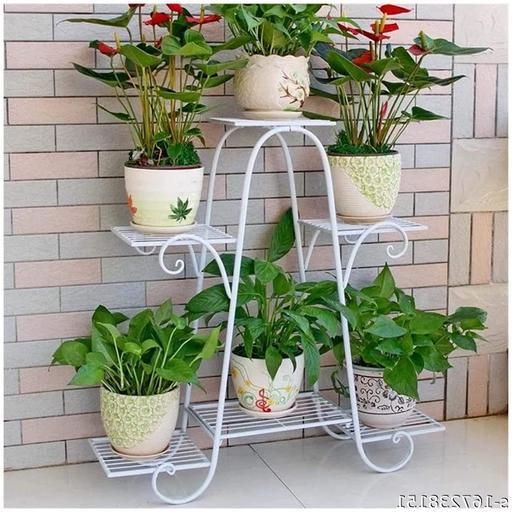 Iron Plant Stand/plant Stand For Balcony/flower Pot Stand/pot Stand For  Outdoor Plants/planter Stand/6 Pot Holder (white, L 32 X W 10 X H 29 Inches) Regarding Recent White 32 Inch Plant Stands (View 5 of 15)