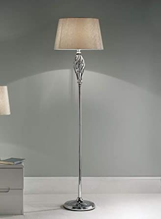 K Living Chrome Silver Floor Lamp With Gold Shimmering Fleck Lamp Shade And  Twist Feature Piece (table Lamp Sold Separately) : Amazon.co (View 10 of 15)