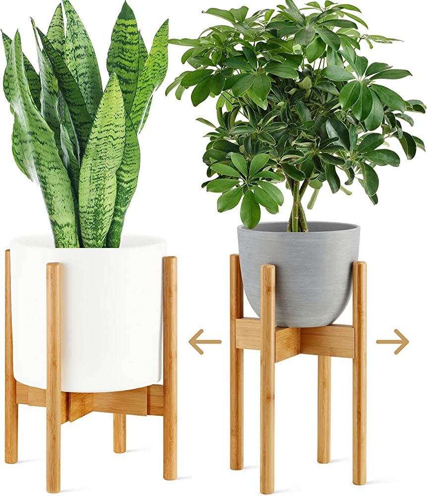 Latest Amazon : Greemoose Plant Stand I Mid Century Indoor, Bamboo, Wooden,  Adjustable (8 12 Inch), Tall Modern Plant Holder (planter Not Included) :  Patio, Lawn & Garden With 12 Inch Plant Stands (View 5 of 15)
