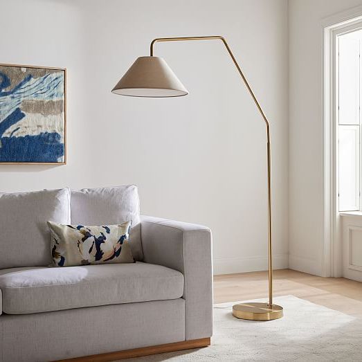 Latest Cone Standing Lamps Within Sculptural Overarching Fabric Cone Floor Lamp (75") (View 5 of 15)
