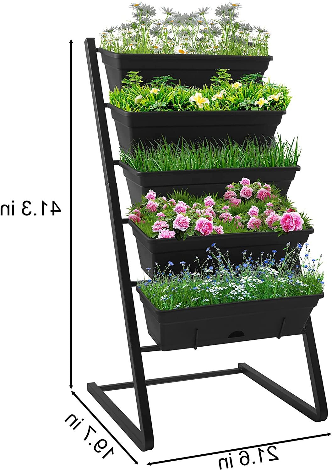 Latest Plant Stands With Flower Box Throughout Raised Garden Bed, Multi Tier Plant Stand Flower Display Rack, Vertical  Garden Freestanding Elevated Planters With 5 Container Boxes, Cascading  Water Drainage, For Patio Balcony Indoor Outdoor – Walmart (View 13 of 15)