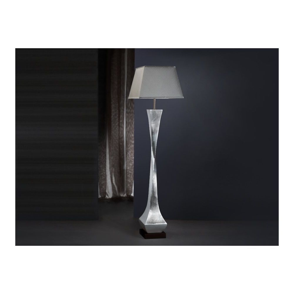 Latest Silver Chrome Standing Lamps Intended For 661543uk Deco 1 Light Floor Lamp Silver Walnut Chrome (View 8 of 15)