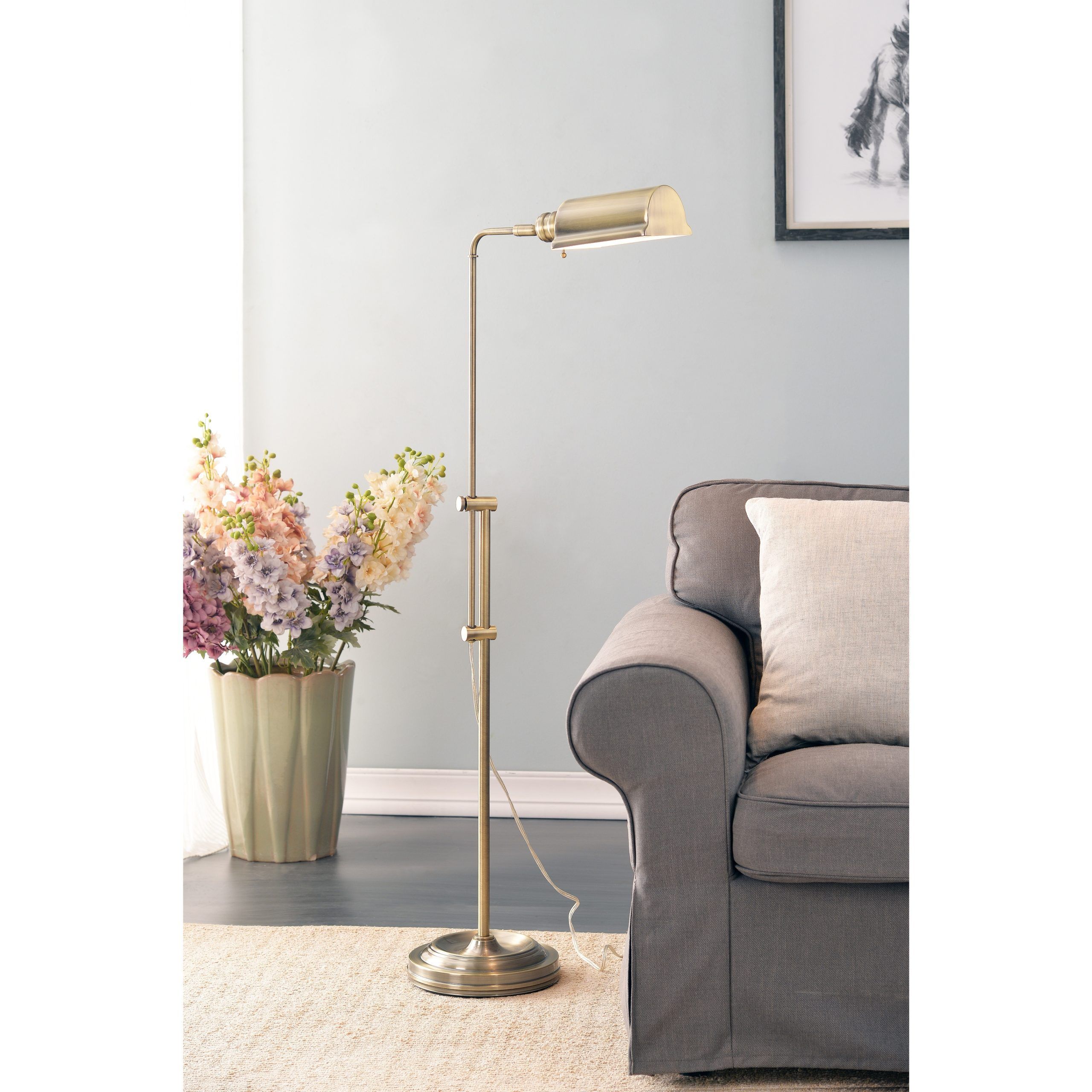 Lois Antique Brass Floor Lamp – Overstock – 22544066 Regarding 2019 50 Inch Standing Lamps (View 8 of 15)