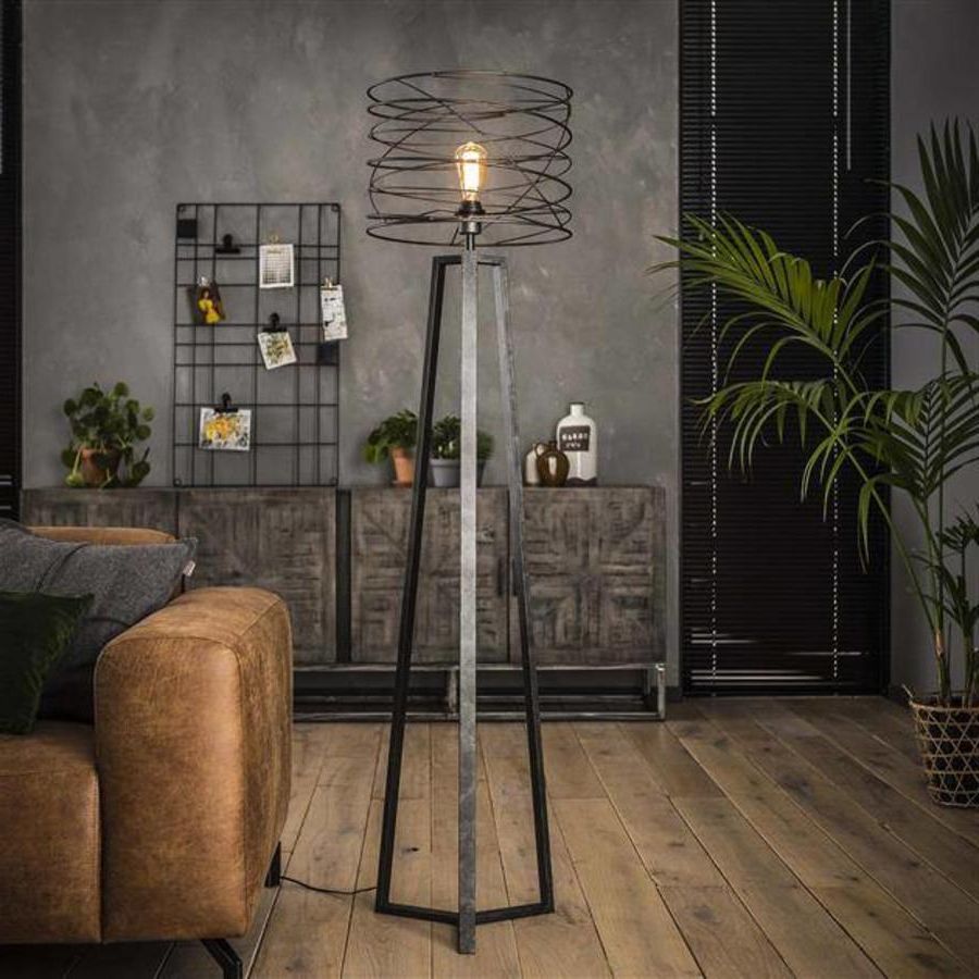 Luca Floor Lamp Charcoal Industrial Design  Shipped In 24 Hours! – Furnwise Intended For Best And Newest Industrial Standing Lamps (View 6 of 15)