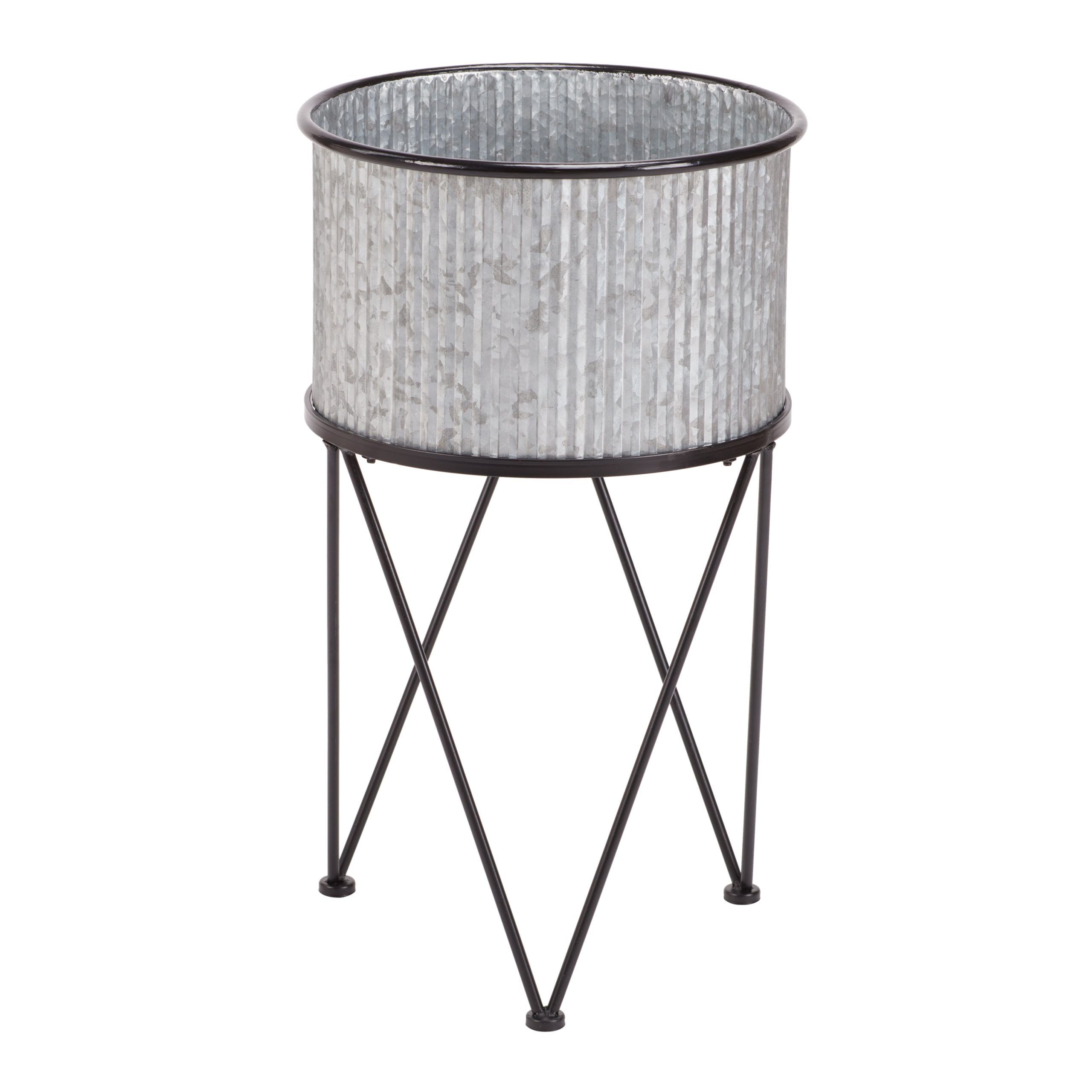 Mainstays Karvel Galvanized Metal Column Planter With Stand, 15.7 In Dia (View 1 of 15)