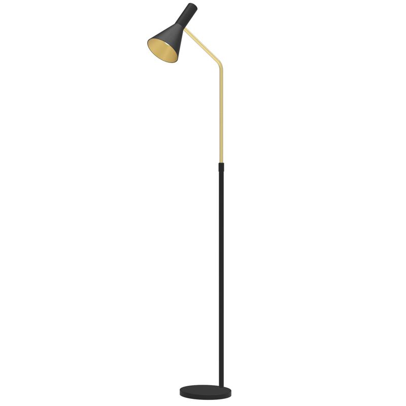 Matt Black And Satin Brass Floor Lamp With Cone Shade – R&s Robertson Within Best And Newest Cone Standing Lamps (View 15 of 15)