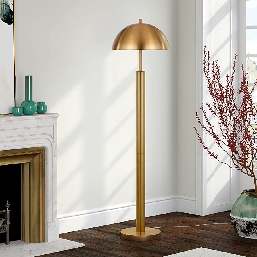 Metal Standing Lamps Pertaining To Most Current York 58" Tall Floor Lamp With Metal Shade In Brass/brass – – Amazon (View 2 of 15)