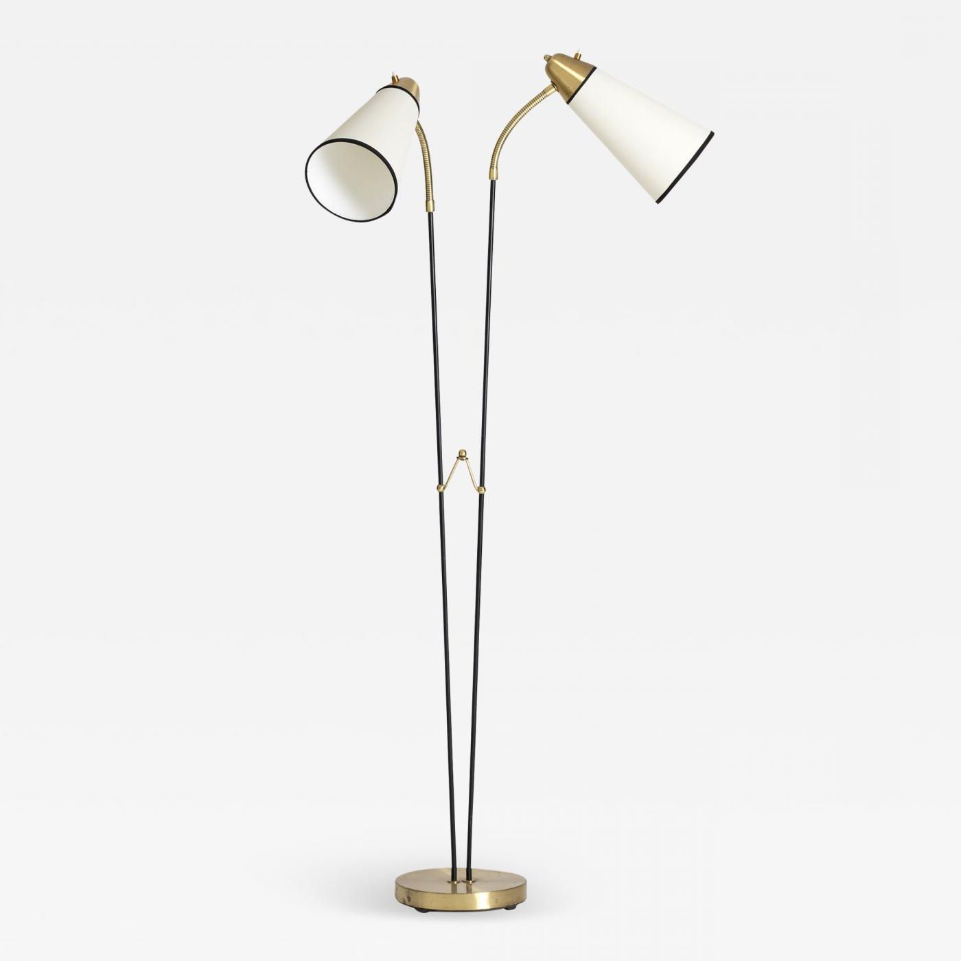 Midcentury Brass And Black Two Arm Floor Lamp In Most Up To Date 2 Arm Standing Lamps (View 1 of 15)