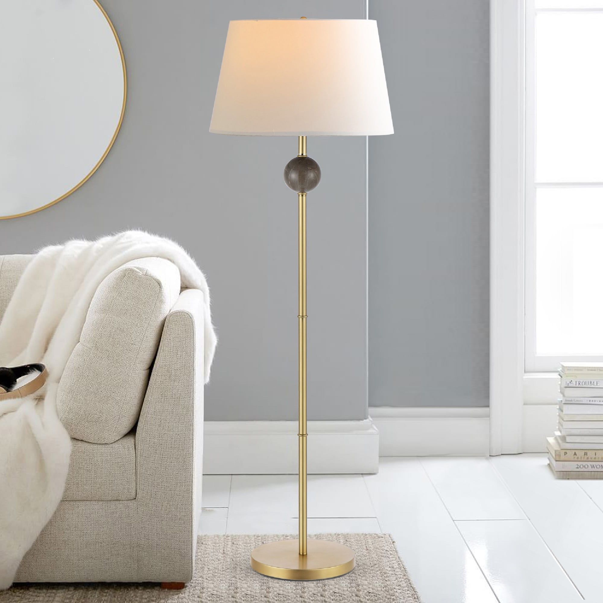 Modern 58 Inch Rustic Floor Lamp With White Fabric Shade – On Sale –  Overstock – 34347226 Inside Best And Newest 58 Inch Standing Lamps (View 3 of 15)