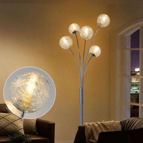 Modern Standing Lamps Throughout Best And Newest Globe Led Floor Lamps Modern Standing Lamps With 5 Lights For Bedroom Glass (View 5 of 15)