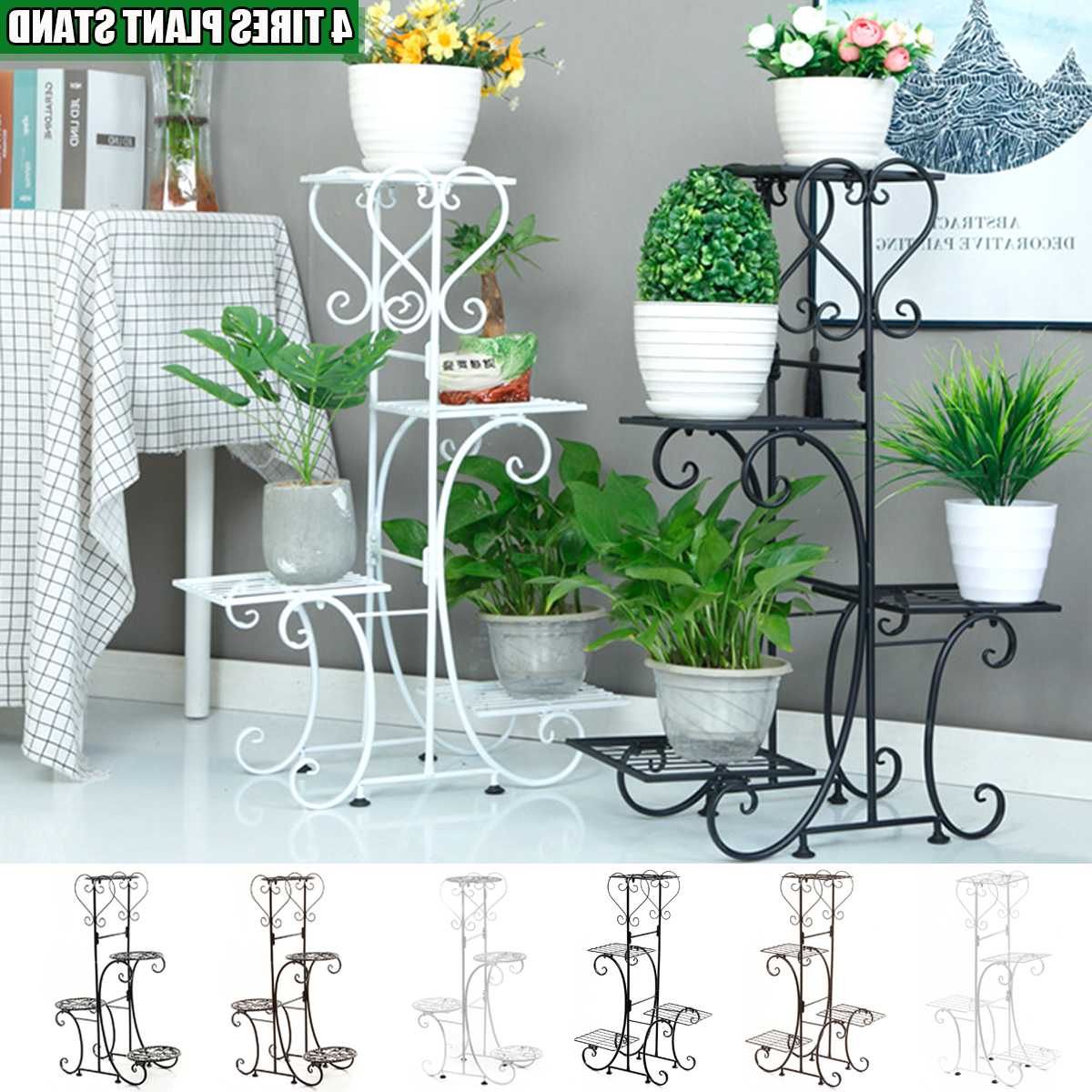 Most Current 4 Tier Metal Plant Stand Holder Flower Pot Holder Shelves Display Rack Home  Decor Garden Balcony Flower Storage Rack – Plant Shelves – Aliexpress For Four Tier Metal Plant Stands (View 14 of 15)