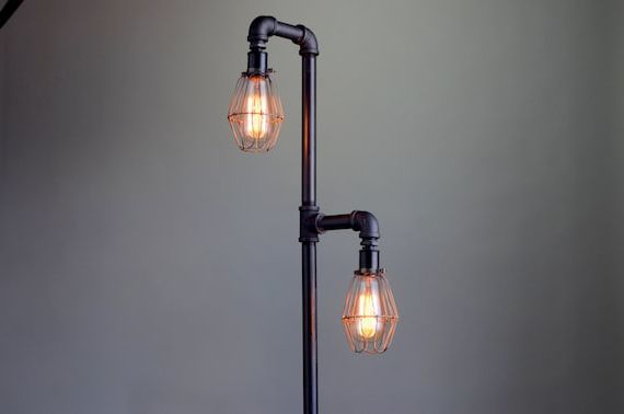 Most Popular Industrial Standing Lamps With Regard To Pipe Floor Lamp Industrial Floor Lamp Edison Bulb – Etsy Sweden (View 12 of 15)