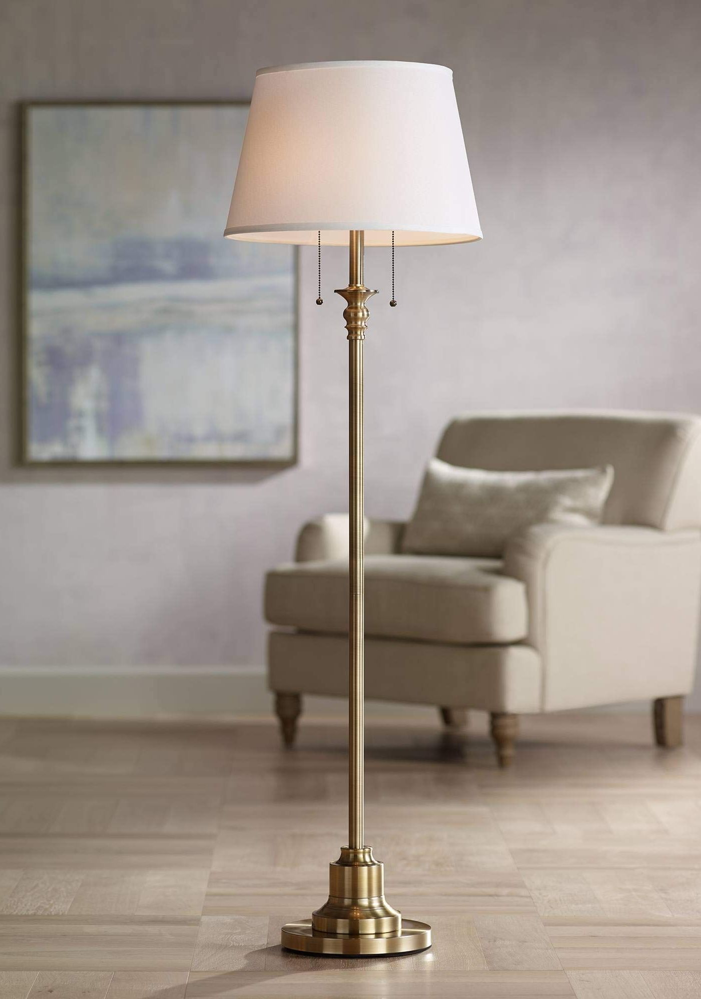 Most Popular Metal Brushed Standing Lamps With Regard To 360 Lighting Spenser Traditional Floor Lamp Standing 58" Tall Brushed  Antique Brass Gold Metal Thin Column (View 12 of 15)