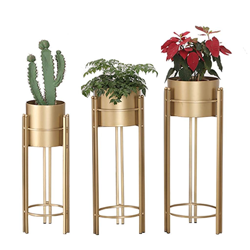 Most Popular Set Of 3 Plant Stands Inside Amazon : Plant Stand Set – 3 Piece Modern Planter With Tall Metal Stand  – Decorative Standing Flower Pot Holder Indoor Outdoor Garden Patio Home  Decor(gold) : Patio, Lawn & Garden (View 13 of 15)
