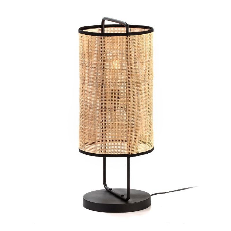 Most Popular Table Lamp 27x27x67 Metal Black Rattan Natural Regarding Natural Woven Standing Lamps (View 8 of 15)