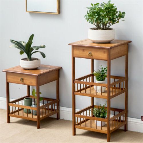 Most Popular Telephone Table Plant Stand Bedside End Table Hall Lamp Wood Unit Side  Drawer (View 4 of 15)