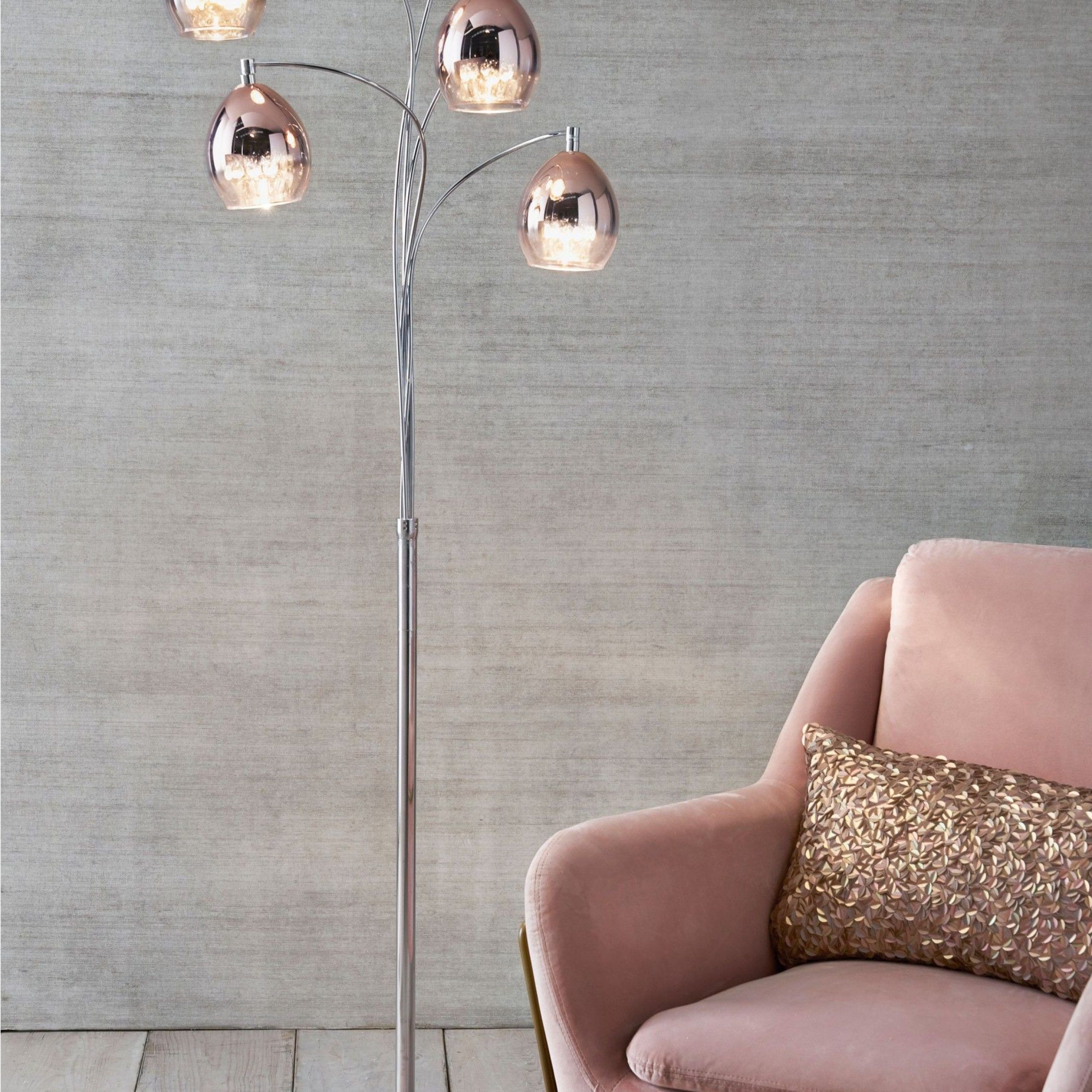 Most Recent 5 Light Standing Lamps Intended For Next Bella 5 Light Floor Lamp – Pink (View 14 of 15)