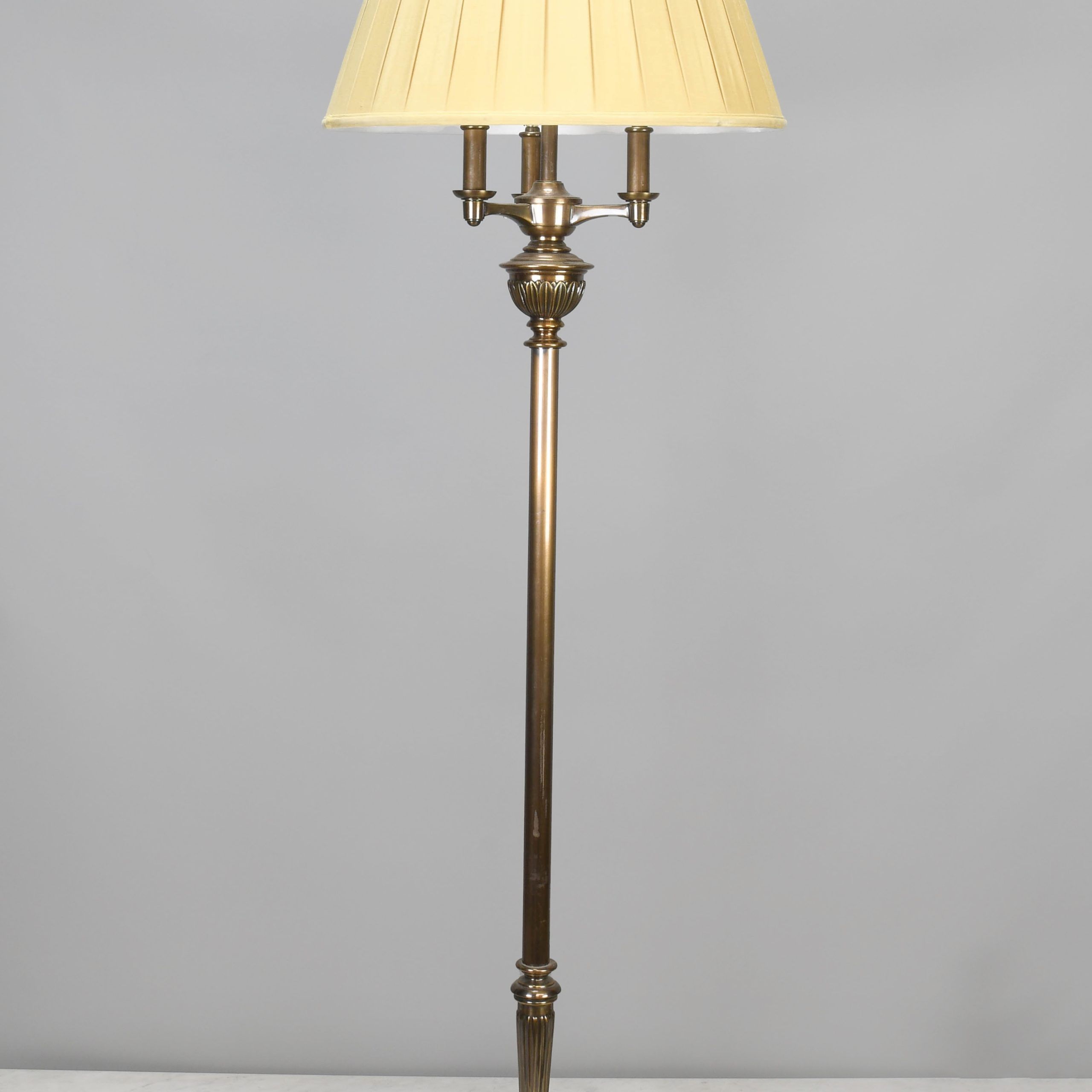 Most Recent Antique Brass Standing Lamps With Regard To Three Candle Antique Brass Floor Lamp (View 8 of 15)