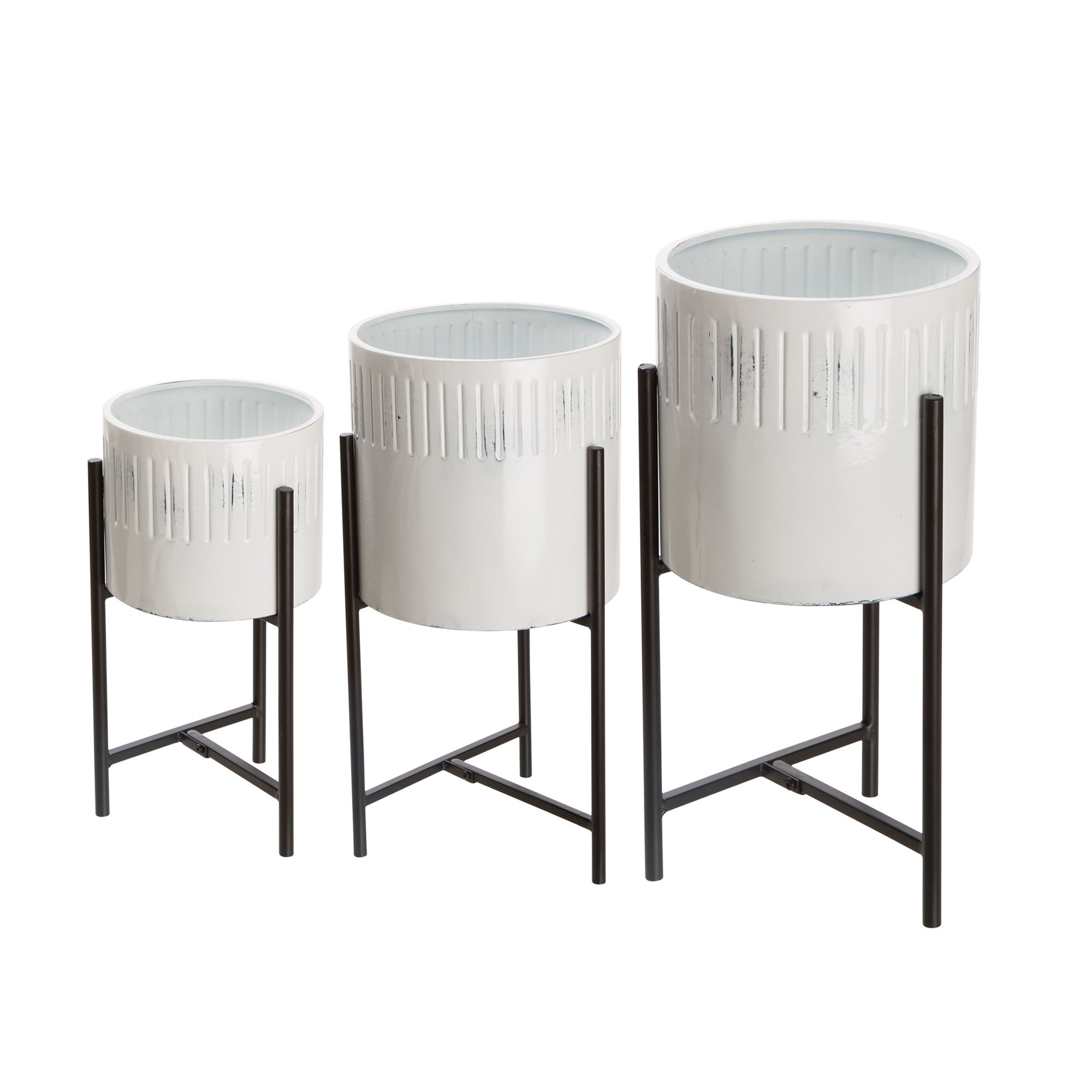 Most Recent Set Of 3 Plant Stands Intended For Glitzhome Washed White Metal Plant Stands,set Of 3 – Walmart (View 9 of 15)