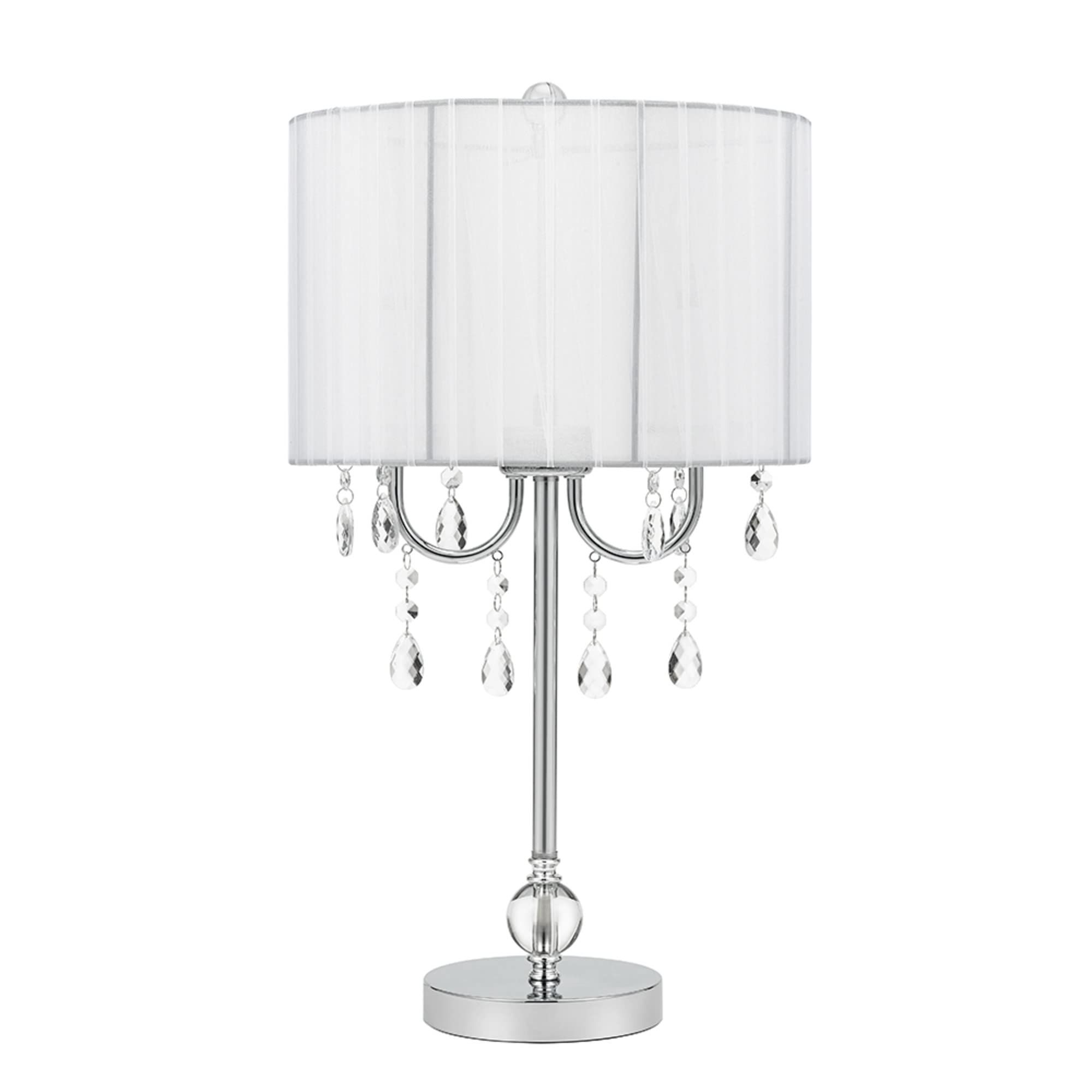 Most Recently Released Amazon: Catalina 19519 003 Glam Chandelier Table Lamp With Dazzling  Clear Beads & Organza Pleated Shade, 23 In, Chrome Pertaining To Crystal Bead Chandelier Standing Lamps (View 9 of 15)