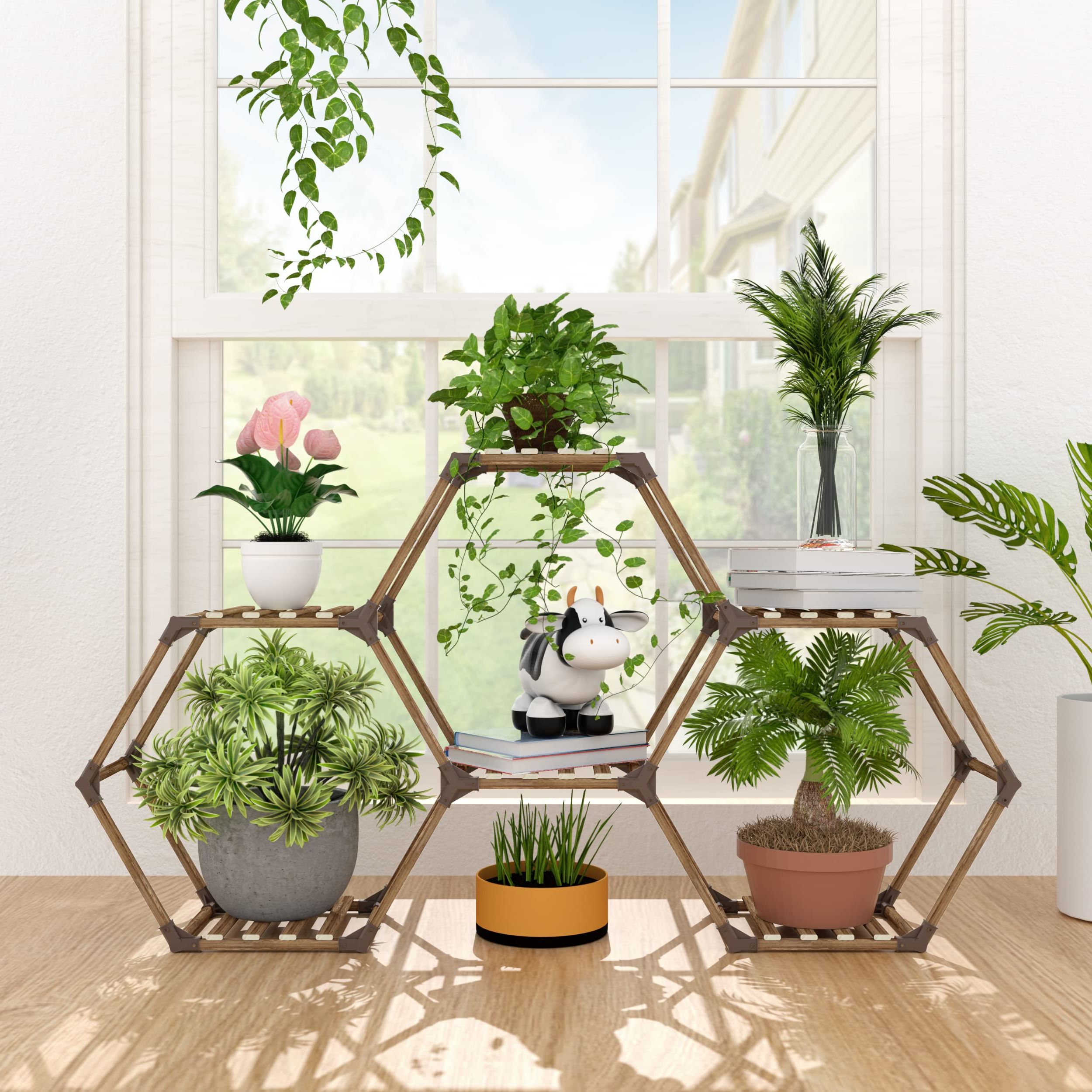 Most Recently Released Amazon : Tikea Plant Stand Indoor Hexagonal Plant Stand For Multiple  Plants Indoor Outdoor Large Wooden Plant Shelf Creative Diy 6 Tiered  Flowers Stand Rack For Living Room Balcony Patio Window : In Hexagon Plant Stands (View 8 of 15)
