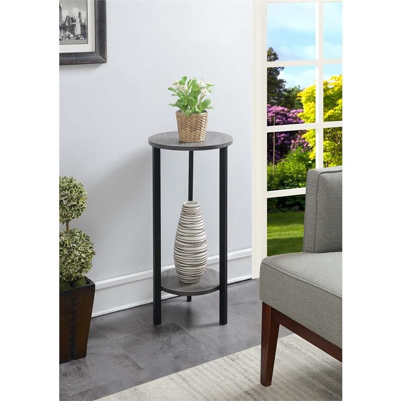 Most Recently Released Greystone Plant Stands Regarding Convenience Concepts Graystone 31 Inch 2 Tier Plant Stand, Weathered  Gray/black – Walmart (View 2 of 15)