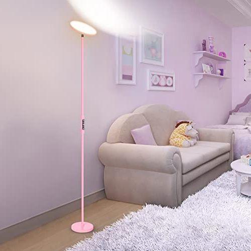 Most Recently Released Pink Standing Lamps Pertaining To Flyzy Pink Floor Lamp, Led Modern Floor Lamps For Living Room With Remote,  30w 3000lm Dimmable Standing Floor Lamp For Girls Room Bedrooms Office Pink  – – Amazon (View 3 of 15)
