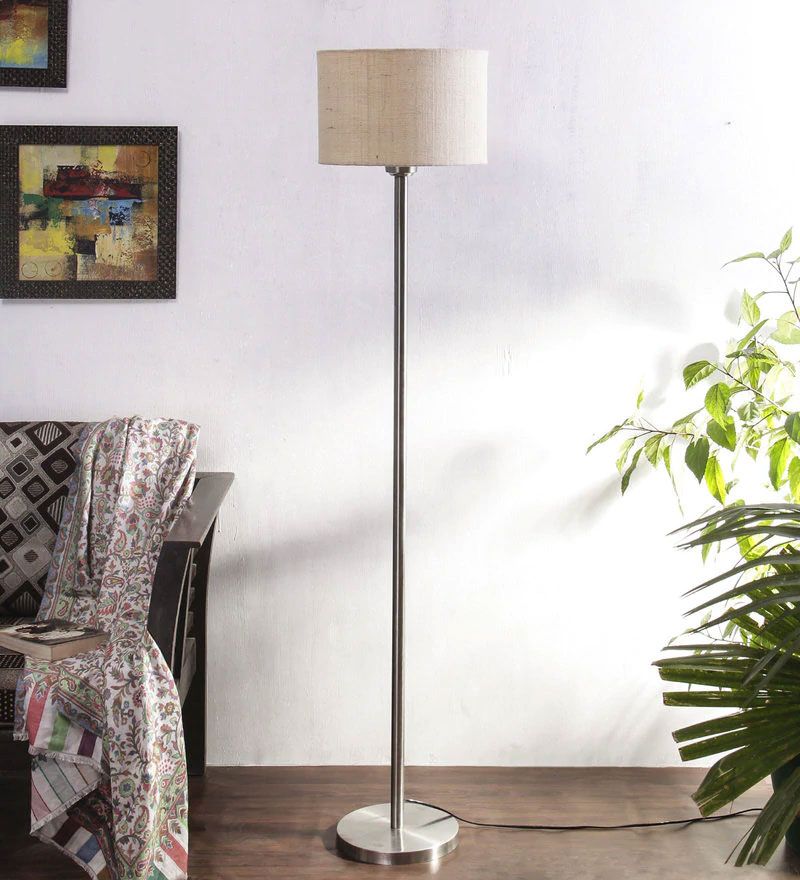 Most Recently Released White Jute Shade Floor Lamp With Steel Base Throughout White Shade Standing Lamps (View 14 of 15)