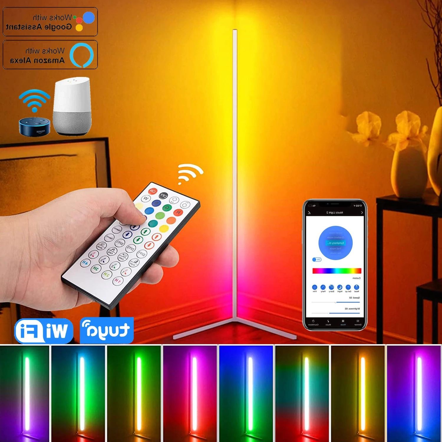 Most Up To Date 59 Inch Corner Floor Lamp Dimmable App Control Standing Lamps Remote Led  Rgb Light For Bedroom Decor Living Room Indoor Lighting – Floor Lamps –  Aliexpress Regarding 59 Inch Standing Lamps (View 11 of 15)