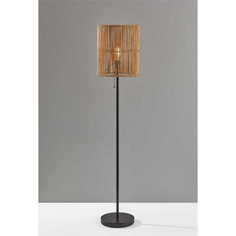 Most Up To Date Adesso Home Cabana Rattan Floor Lamp In Dark Bronze (View 14 of 15)