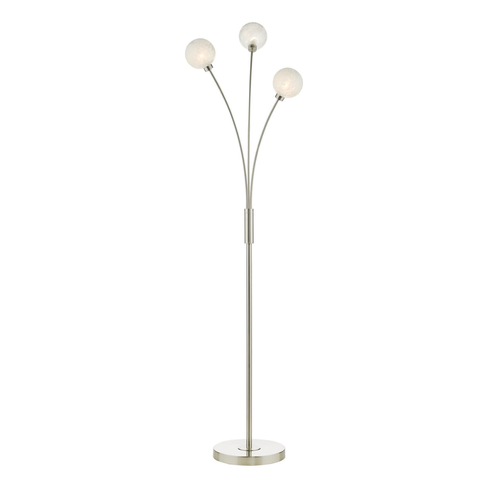 Most Up To Date Frosted Glass Standing Lamps Inside Avari 3 Light Floor Lamp Satin Nickel Frosted Glass (View 15 of 15)