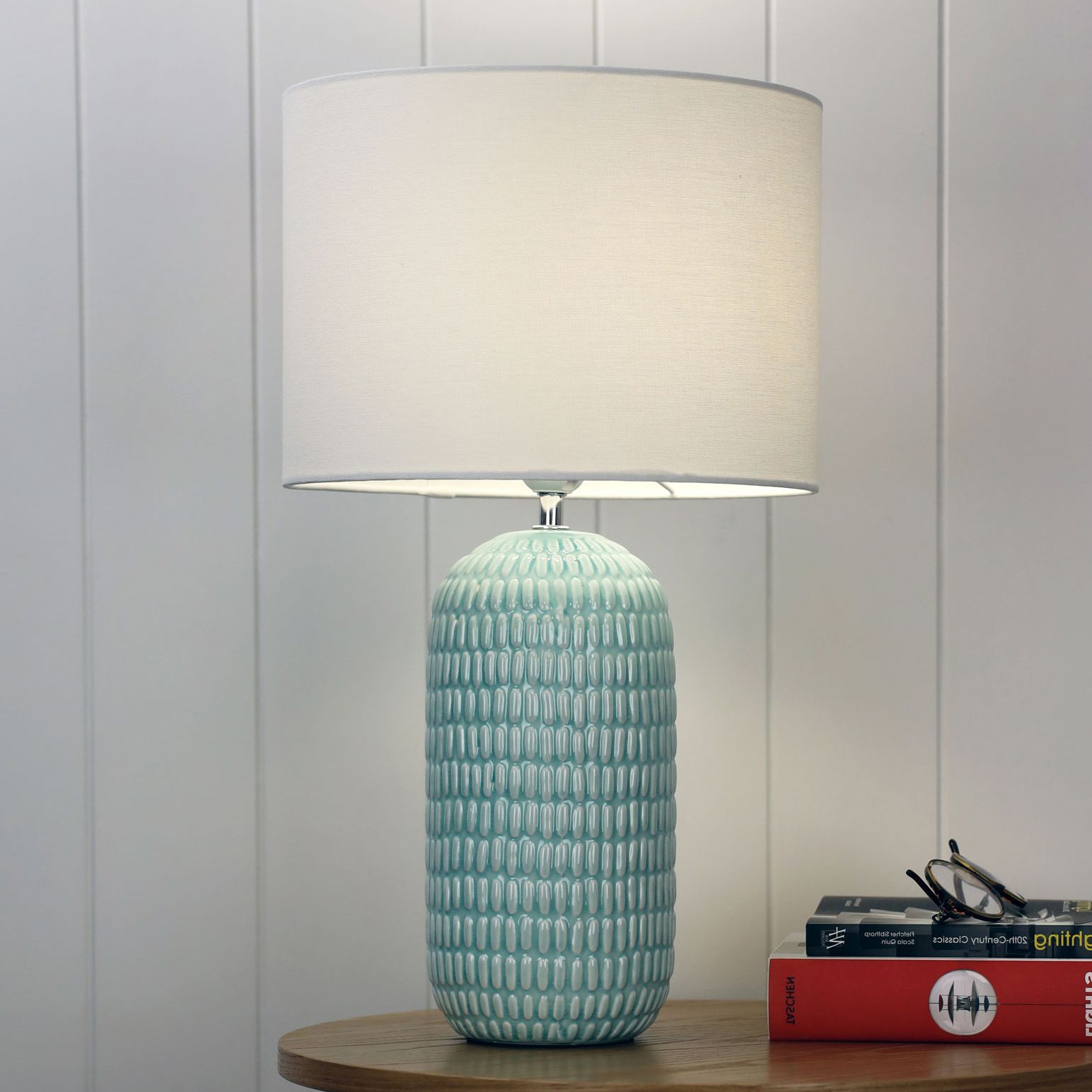 Most Up To Date Kayla Baytemple & Webster Holding Ceramic & Fabric Table Lamp Throughout Textured Fabric Standing Lamps (View 15 of 15)