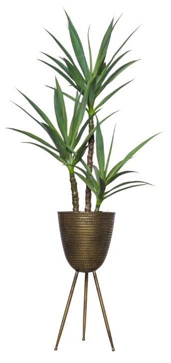 Most Up To Date Skinny Yucca X 3 In Bronze Plant Stand – Lux Art Silks Regarding Bronze Plant Stands (View 10 of 15)