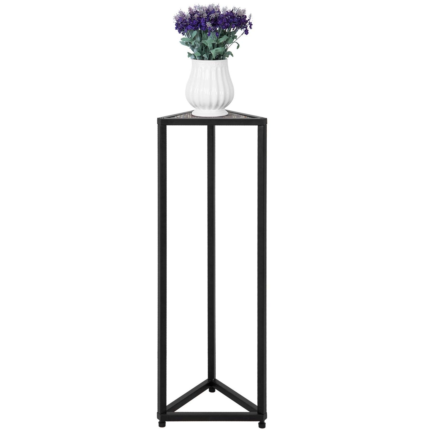 Mygift 36 Inch Triangular Plant Stand – Modern Torched Wood And Black Metal  Frame Flower Rack Potted Plant Pedestal Holder, Rustic Farmhouse Corner  Accent Table In Widely Used 36 Inch Plant Stands (View 2 of 15)