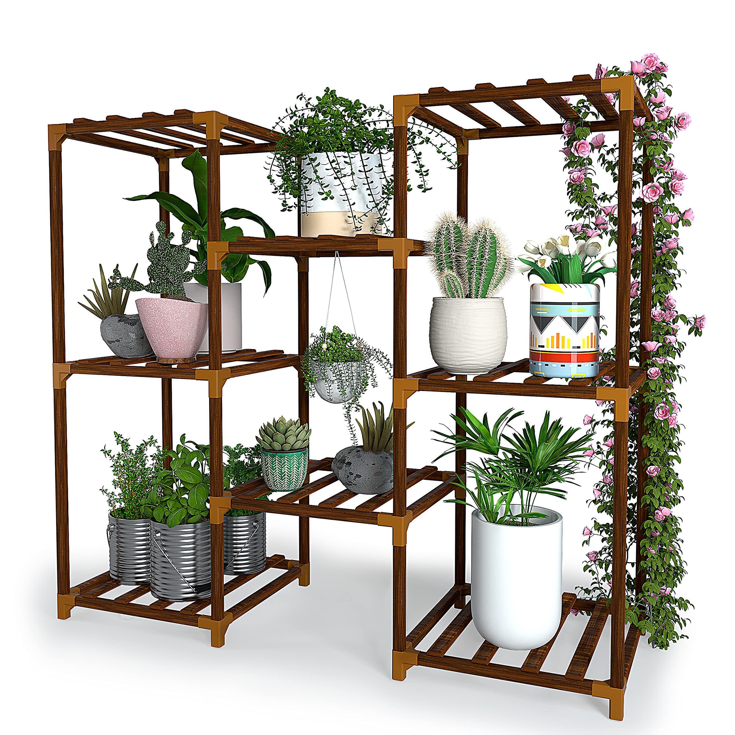 New England Stories Plant Stand Indoor, Outdoor Wood Plant Stands For  Multiple Plants, Plant Shelf Ladder Table Plant Pot Stand For Living Room,  Patio, Balcony, Plant Gardening Gift For Most Up To Date Wood Plant Stands (View 10 of 15)