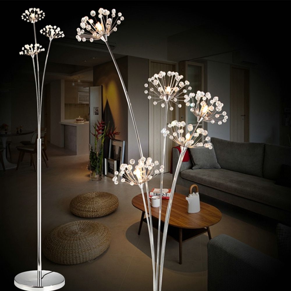 New Modern Crystal Floor Lamp For Living Room Flower Decorative Led Steel  Standing Lamps Bedroom Classic Lightitaly Designer – Floor Lamps –  Aliexpress In Well Known Steel Standing Lamps (View 10 of 15)