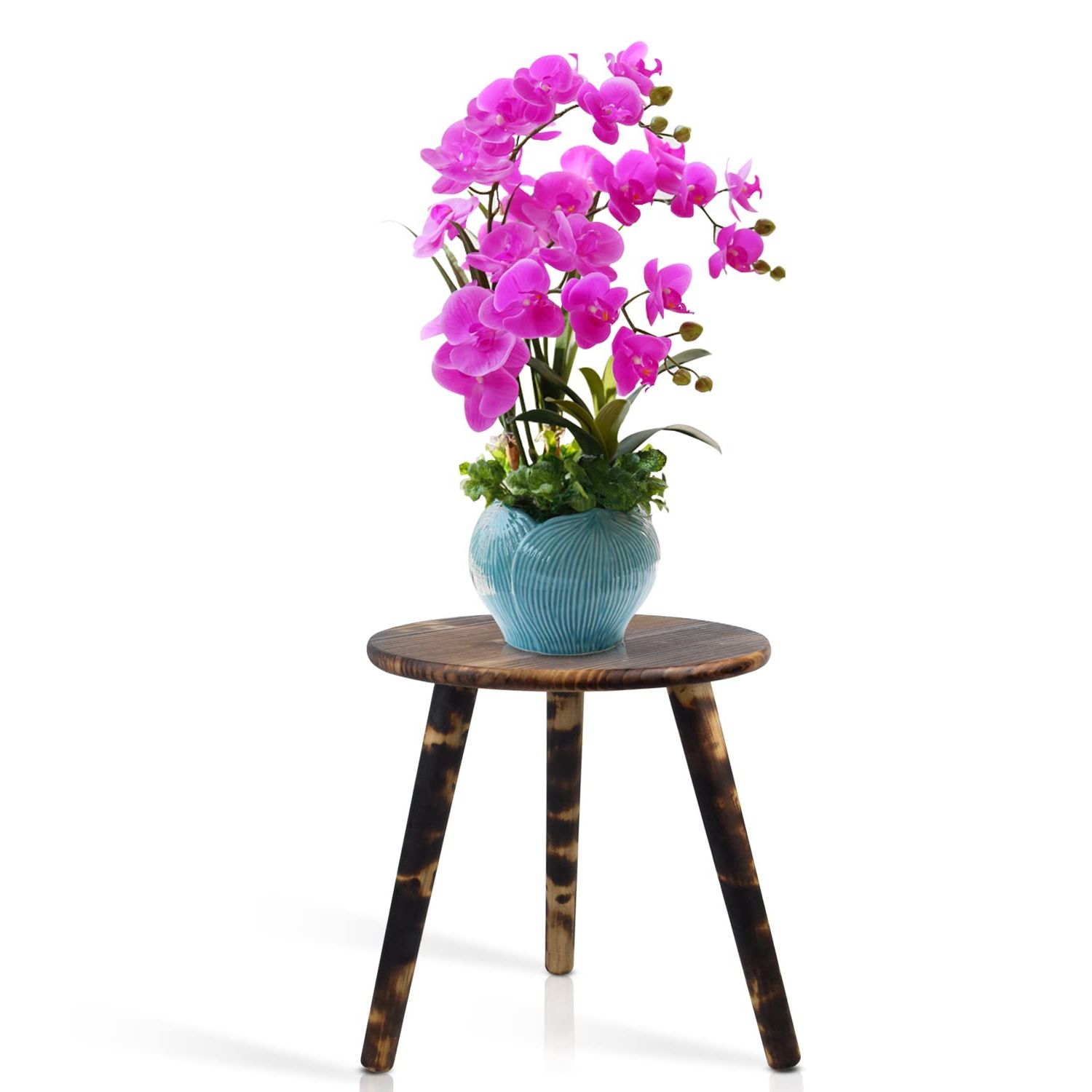 Newest Amazon: Plant Table For Indoor Tall Plant Stand,planter Stand For  Indoor Plants,12 Inches Small Round Side Table,mid Century Plant Stand And  Tall Plant Holder For Flower Pots(natural Carbonized Wood Brown) : Patio,  Lawn Inside Plant Stands With Side Table (View 12 of 15)