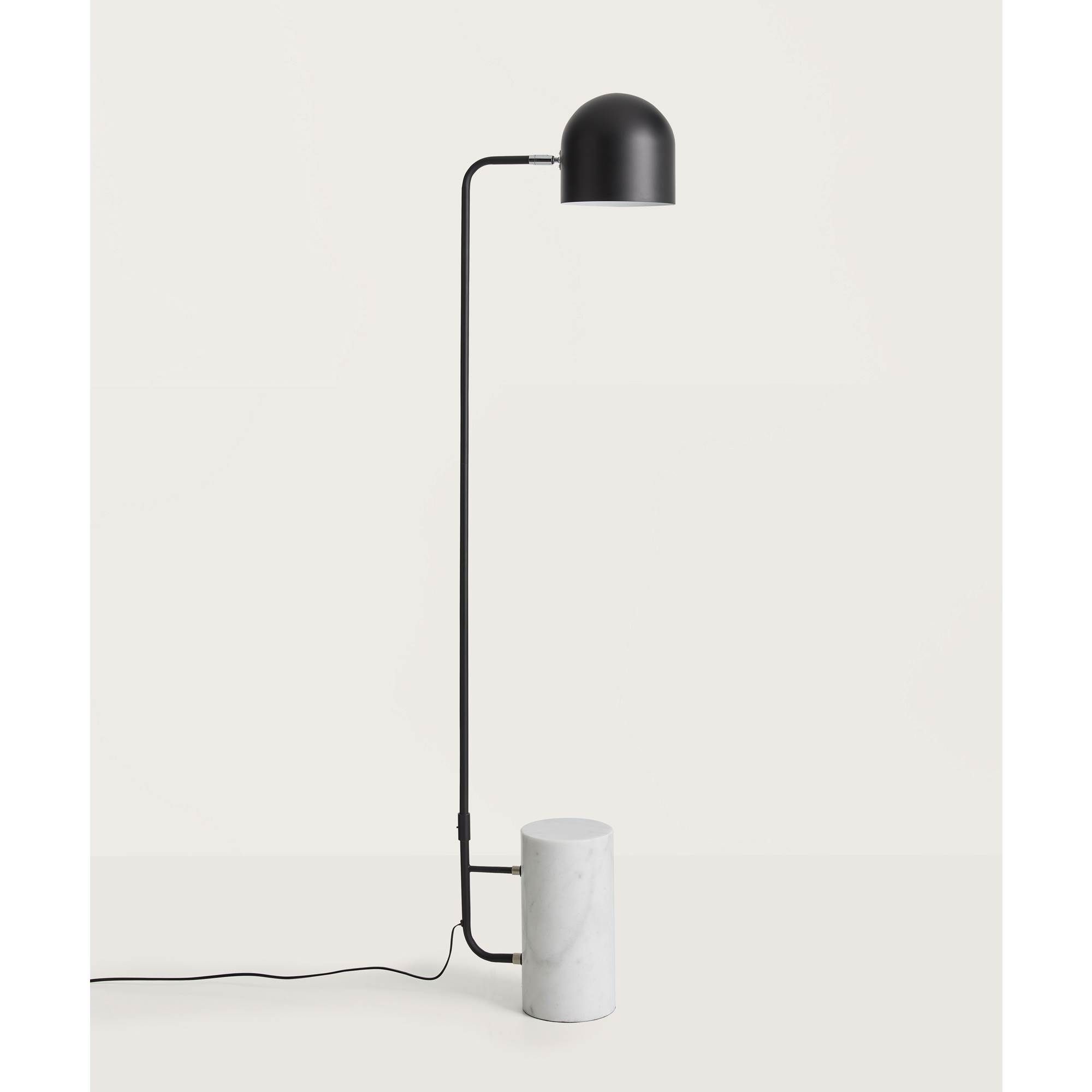 Newest Aromas Luca Shiny Black Metal Floor Lamp With White Marble Base – Floor &  Table Lights (View 11 of 15)