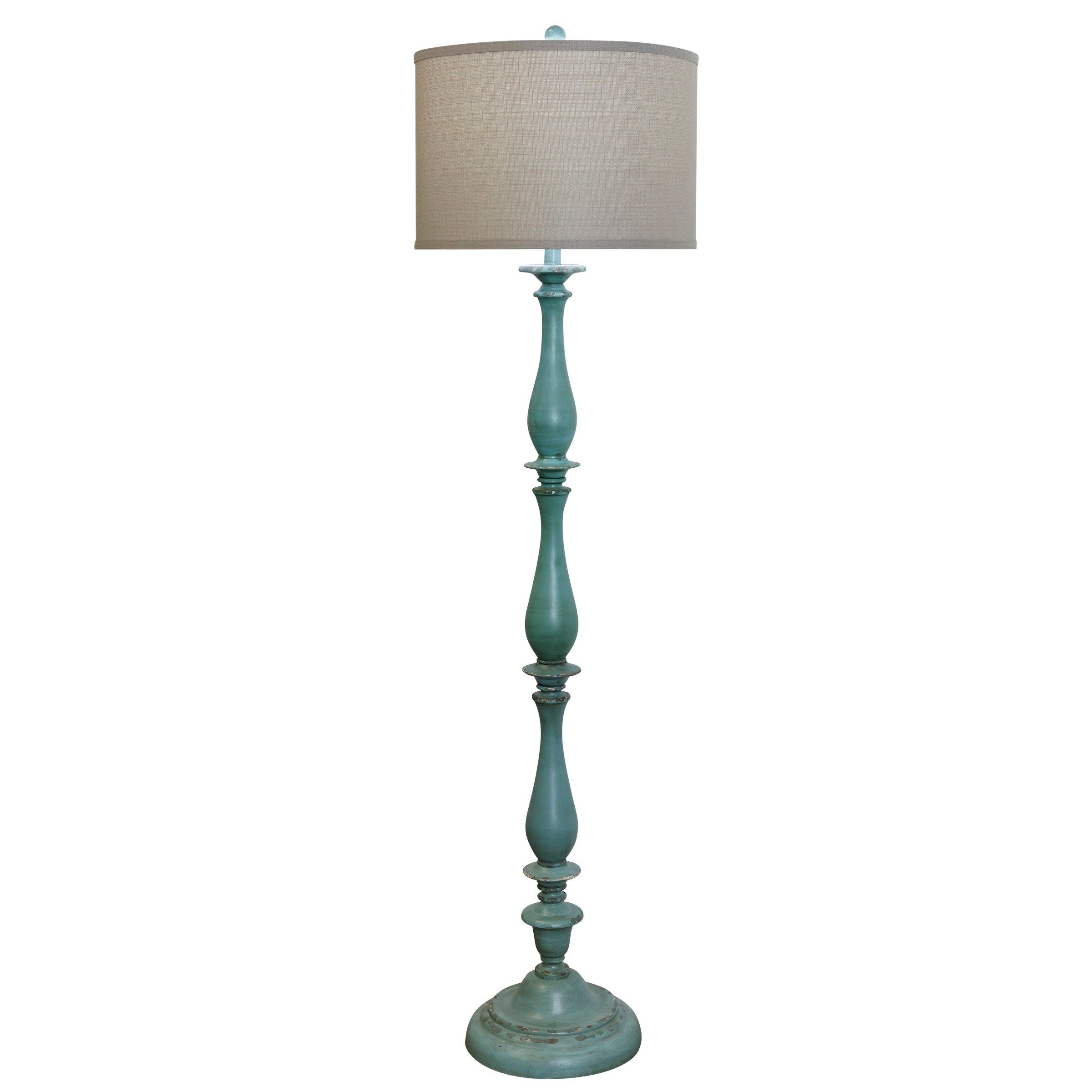 Newest Blue Standing Lamps Throughout Stylecraft Home Collection 61 In Distressed Blue Floor Lamp In The Floor  Lamps Department At Lowes (View 9 of 15)