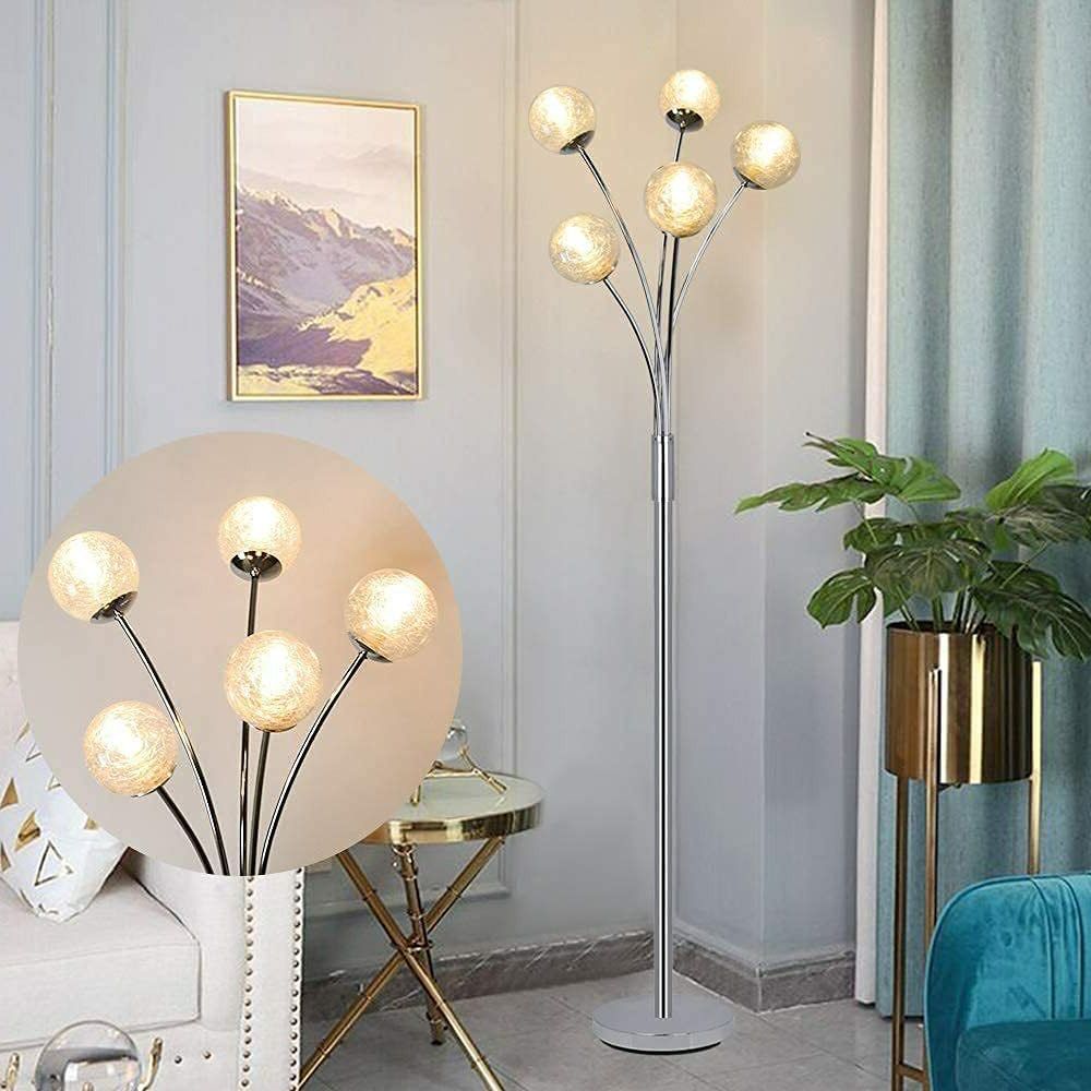 Newest Modern Globe Led Floor Lamps 5 Light Tall Pole Tree Standing Lamp For  Bedroom (View 11 of 15)