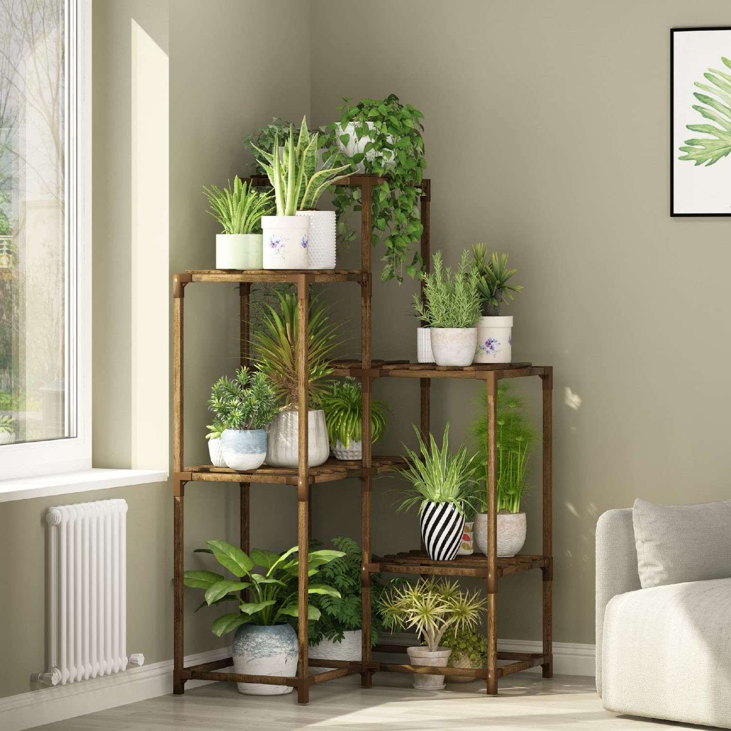 Newest Outdoor Plant Stands With Regard To Amazon: Plant Stands Indoor Outdoor Corner Shelf Plant Shelves Indoor  Plant Holder For Living 7 Tier Corner Stands Room Outdoor Plant Rack Indoor  Multiple Plants Patio Balcony Garden : Patio, Lawn & Garden (View 6 of 15)